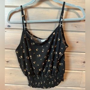 Black Floral cropped top